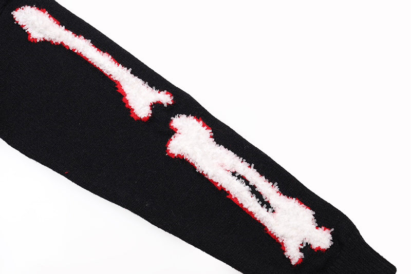 AMRI Cotton V-Neck Bones Cardigan Sweater Black