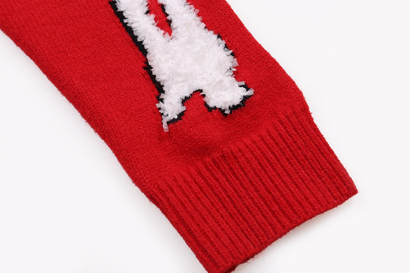 AMRI Red Core Knitted Sweater Hoodie