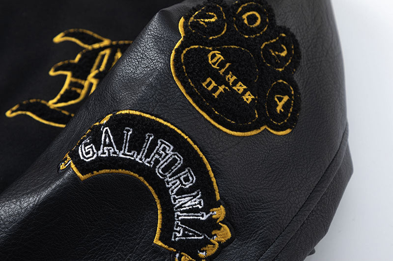 AMRI Appliquéd Wool-Blend and Full-Grain Leather Varsity Jacket