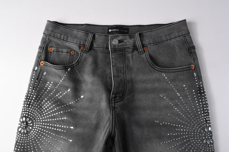 Purple Brand Crystal Diamond Denim Shorts #5094