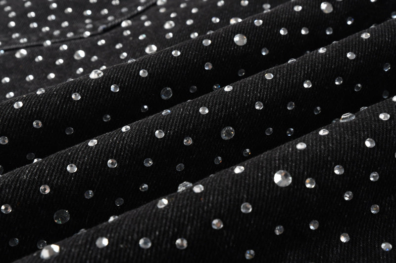 Purple Brand Crystal Diamond Denim Shorts #5095