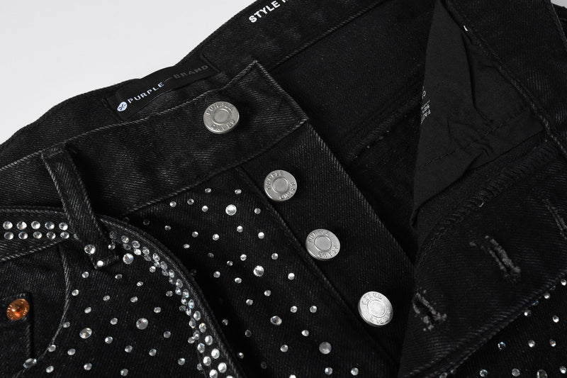 Purple Brand Crystal Diamond Denim Shorts #5095