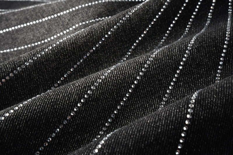 Purple Brand Crystal Diamond Denim Shorts #5104