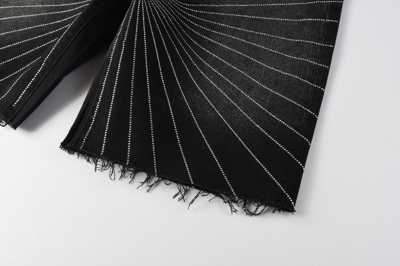 Purple Brand Crystal Diamond Denim Shorts #5104