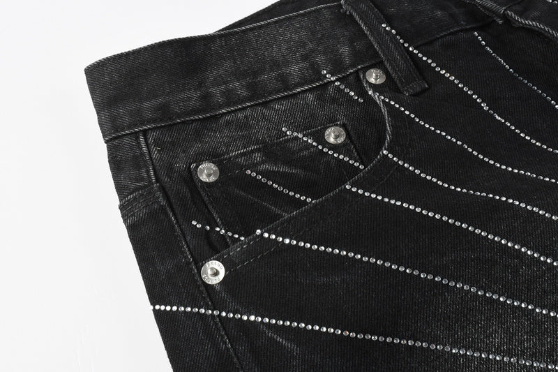 Purple Brand Crystal Diamond Denim Shorts #5104