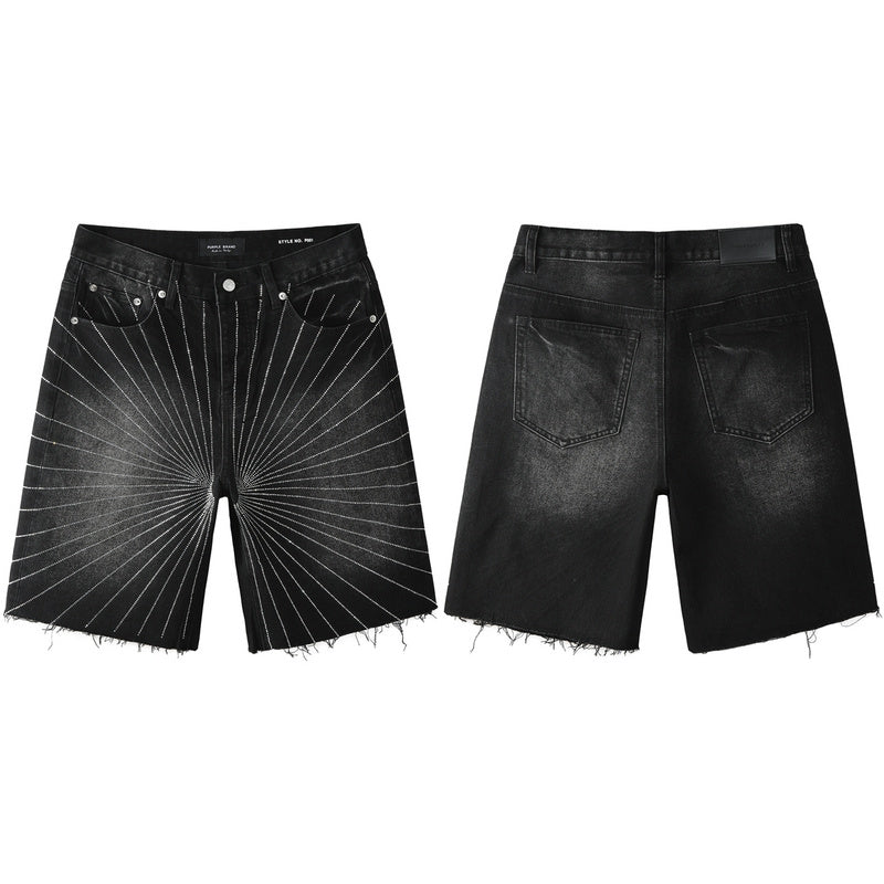 Purple Brand Crystal Diamond Denim Shorts #5104