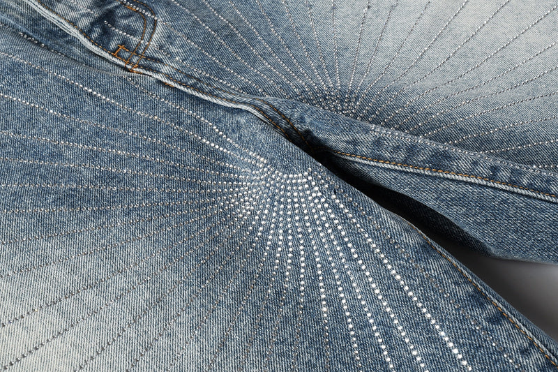 Purple Brand Crystal Diamond Denim Shorts #5100