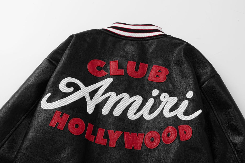 AMRI Club Leather Varsity Jacket