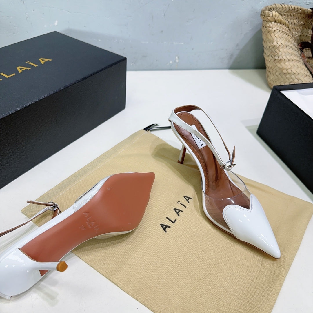 Alaïa Heart PVC Pointed Toe Slingback Mules – Spring/Summer Collection – 25SS