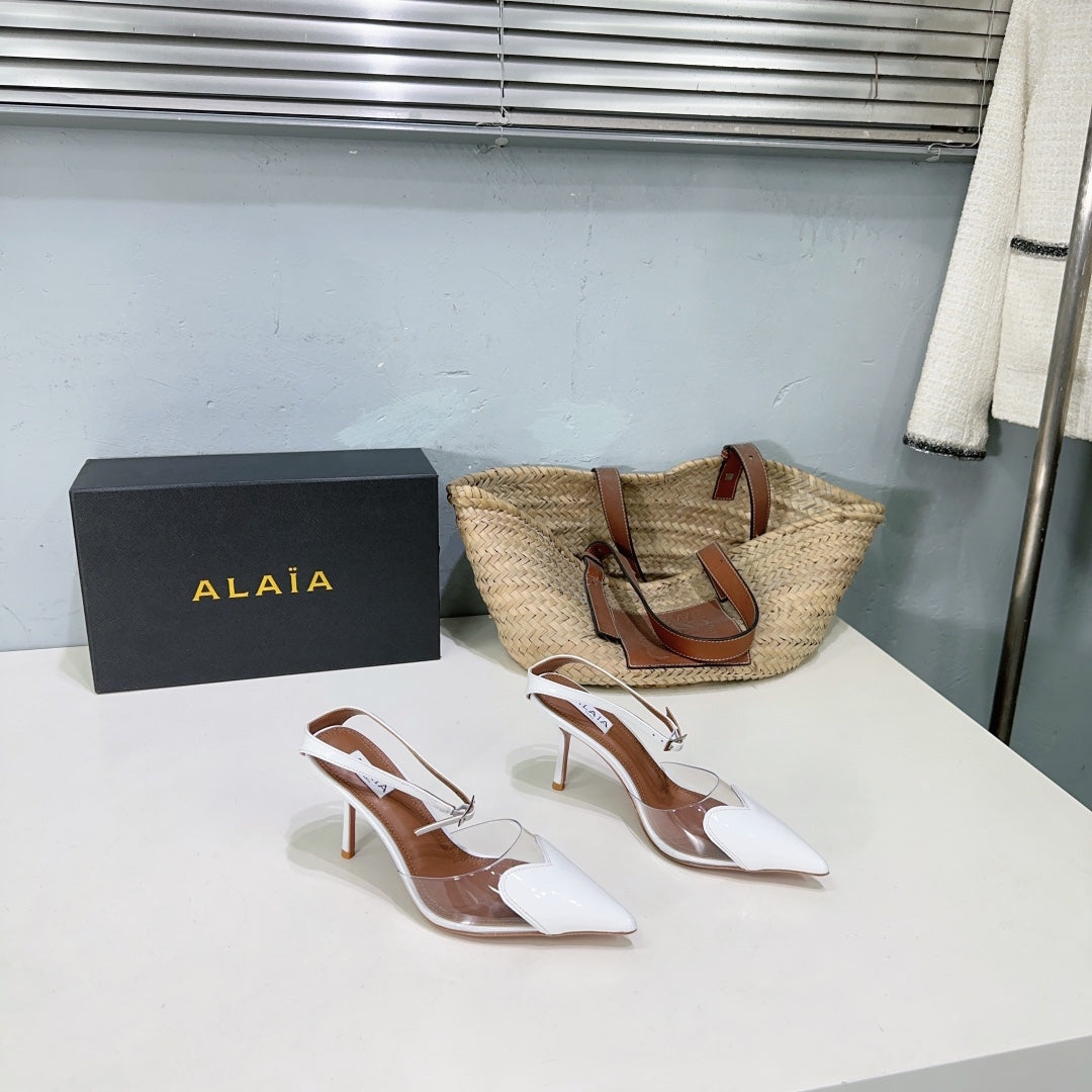 Alaïa Heart PVC Pointed Toe Slingback Mules – Spring/Summer Collection – 25SS