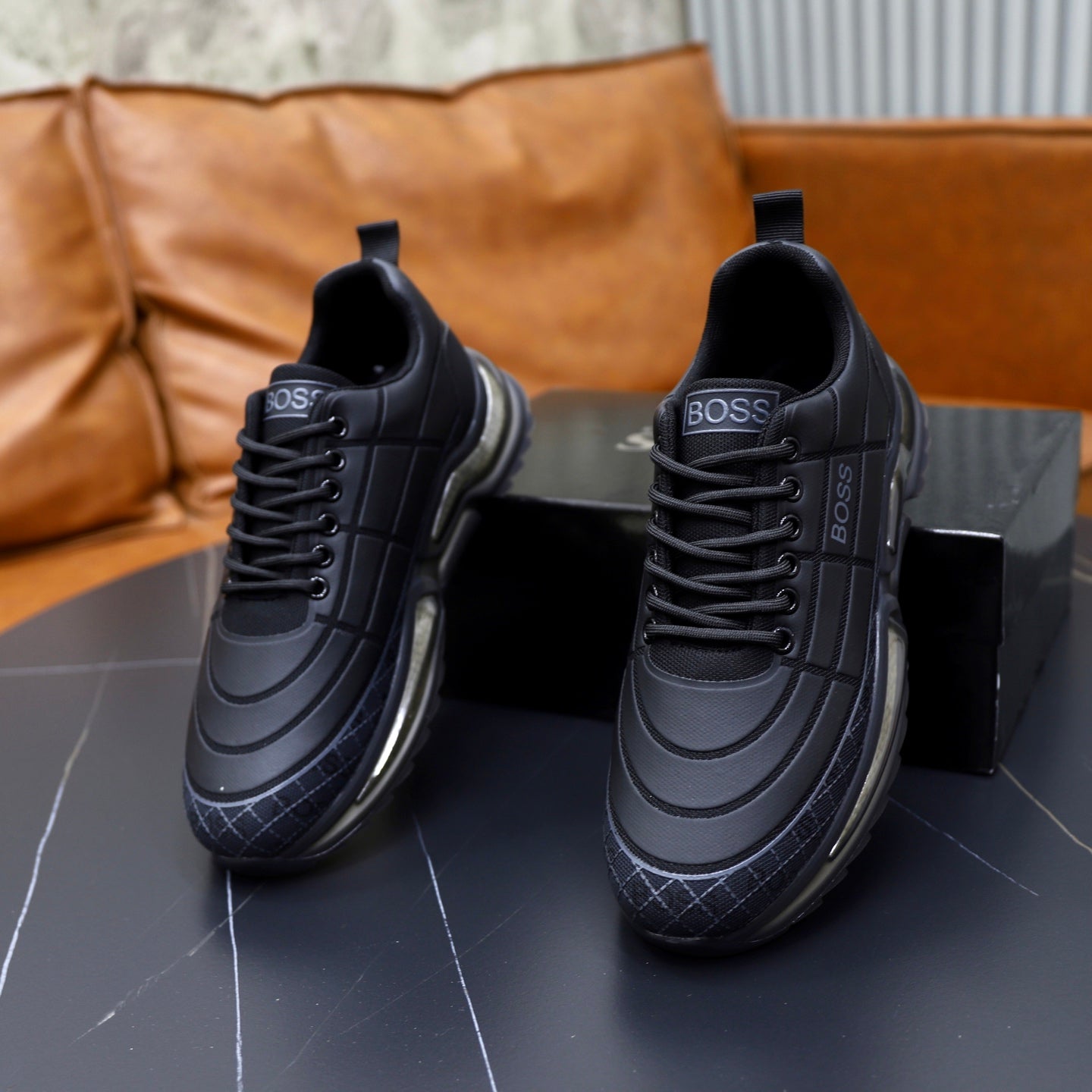 Boss Men's Knit Sport Sneakers