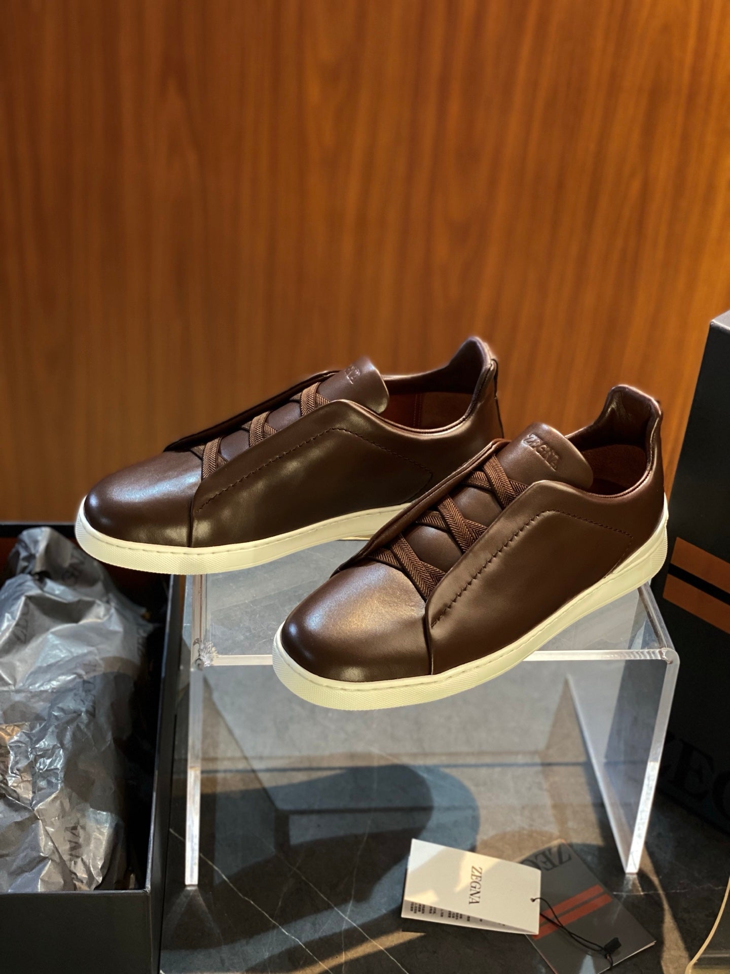 Zegna Triple Stitch Leather Sneakers