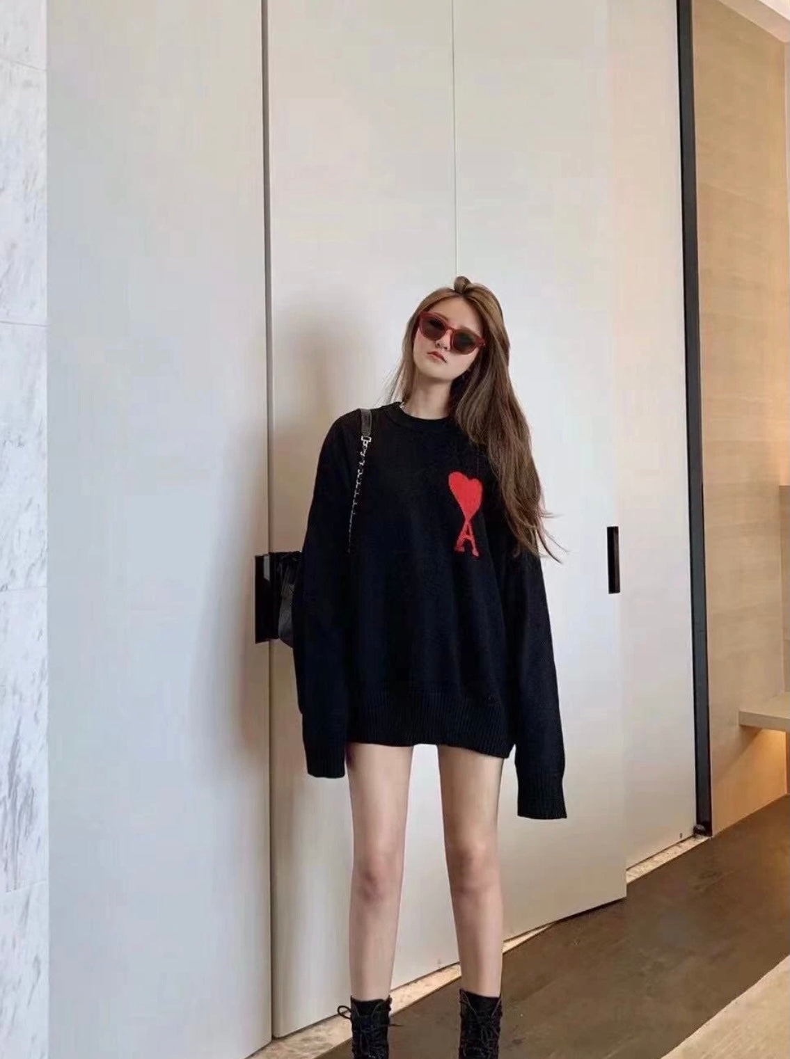 AMI Paris Heart Letter Knitted Sweater